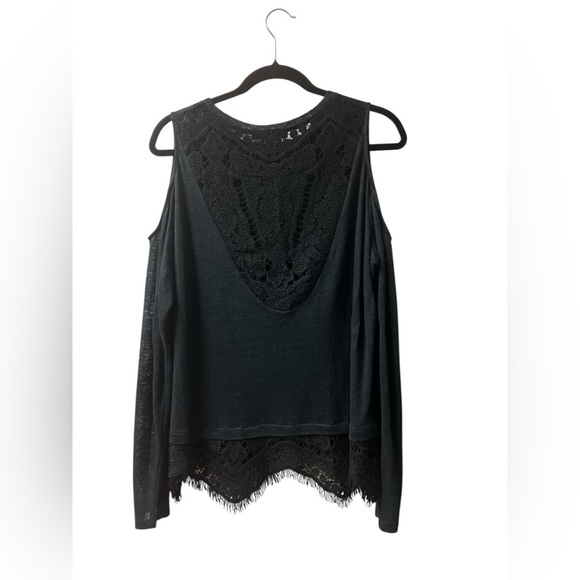 Generation Love x Revolve Martha Lace Cold Shoulder Top 100% Linen - Size Large - Picture 4 of 10